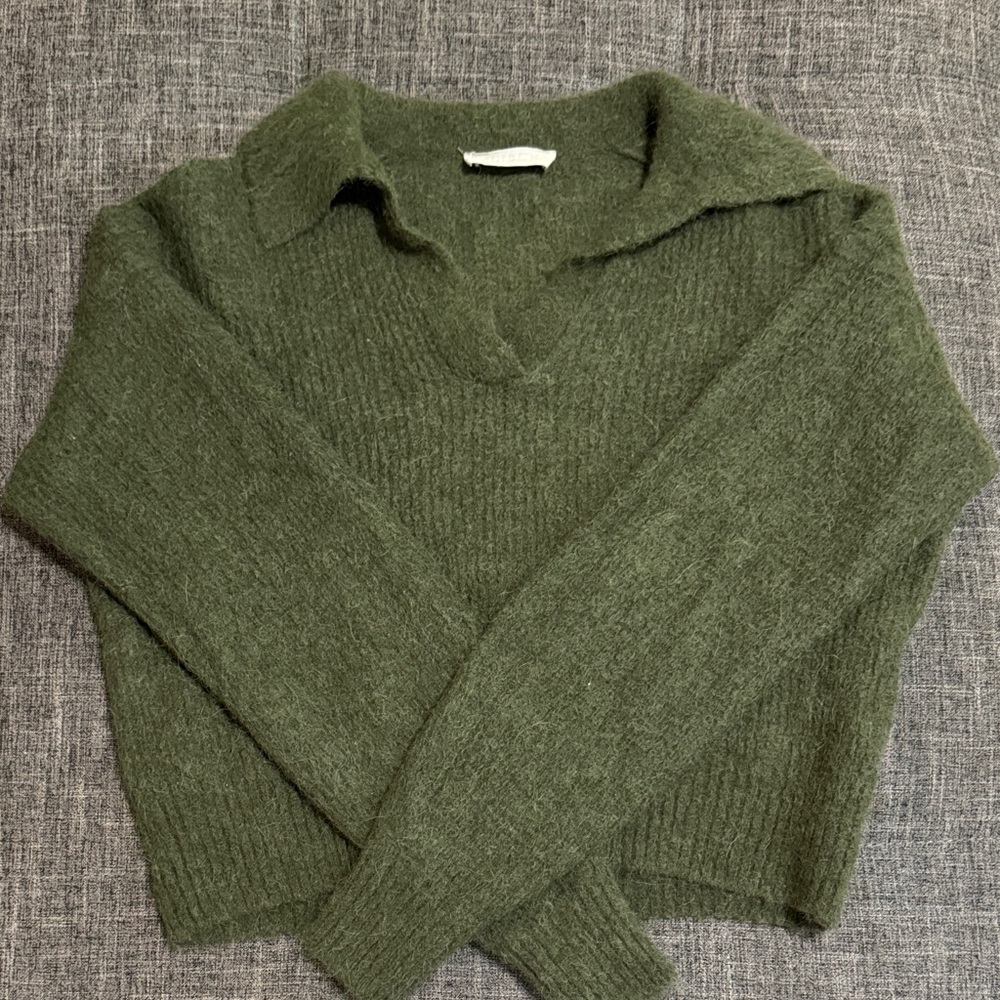Everlane Alpaca Blend Polo Sweater Olive Green Size Small - Picture 2 of 5